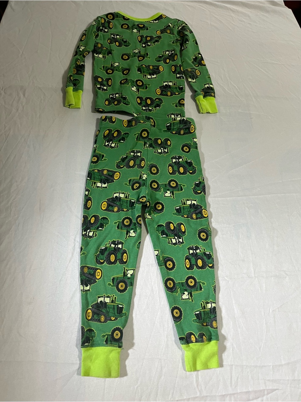 John Deere Green Tractor Pajama Set with Lime Trim Boys Size 3T - Picture 5 of 5
